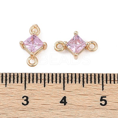 Brass Pave Glass Rhombus Links Connector Charms GLAA-Q088-001A-1