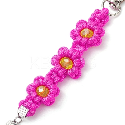 Polyester and Spandex Cord Woven Flower Keychains KEYC-JKC00919-1