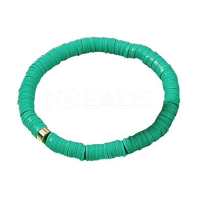 Polymer Clay Heishi Surfer Stretch Bracelet with 304 Stainless Steel Beaded BJEW-SW00107-05-1