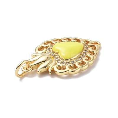 Eco-Friendly Rack Plating Brass Micro Pave Cubic Zirconia Pendants KK-F845-33G-01-1