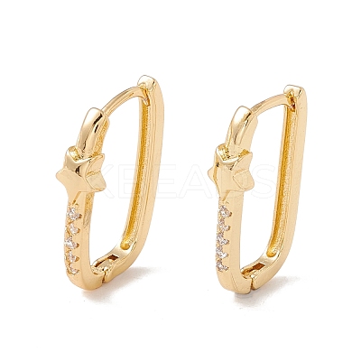 Clear Cubic Zirconia Star Hoop Earrings EJEW-G296-03G-1