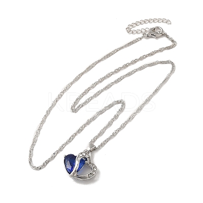 Resin Heart Pendant Necklace with Singapore Chains LS-NJEW-C003-01A-1