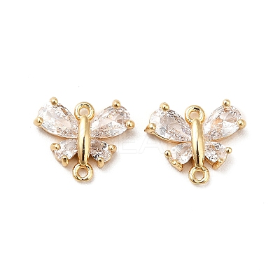 Brass Clear Cubic Zirconia Connector Charms KK-M233-53G-1