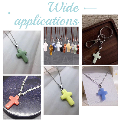14Pcs 7 Styles Gemstone Cross Pendants G-UN0001-29-1