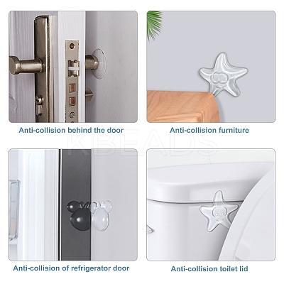 10Pcs Door Knob Wall Shield Transparent Soft Silicone Wall Protector AJEW-GF0003-21-1