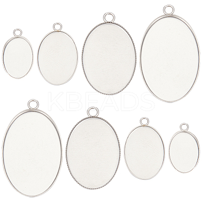 40Pcs 4 Styles 304 Stainless Steel Pendant Cabochon Settings STAS-SC0006-18-1