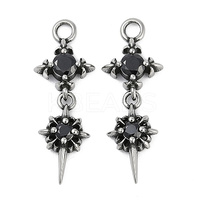 316 Surgical Stainless Steel Micro Pave Cubic Zirconia Pendants X-STAS-G349-03AS-01-1
