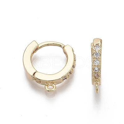 Brass Micro Pave Cubic Zirconia Huggie Hoop Earring Findings X-KK-T063-012-NF-1