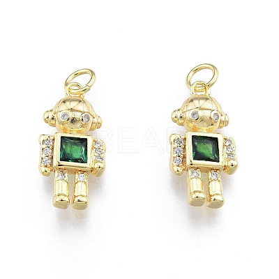 Brass Micro Pave Clear Cubic Zirconia Pendants KK-C006-30G-1