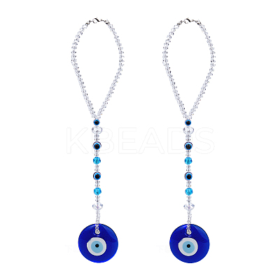 2Pcs Blue Lampwork Evil Eye Car Hanging Ornament HJEW-DC0001-13-1