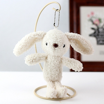 Cartoon PP Cotton Plush Simulation Soft Stuffed Animal Toy Rabbit Pendants Decorations HJEW-K043-04-1