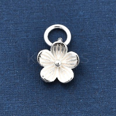 925 Sterling Silver 5-Petal Flower Charms STER-U009-01S-01-1