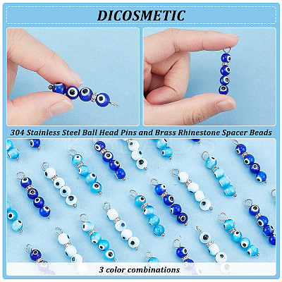 60Pcs 3 Colors Handmade Evil Eye Lampwork  Pendants FIND-DC0001-88-1