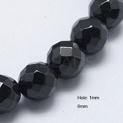 Natural Black Spinel Beads Strands G-G213-6mm-36-1
