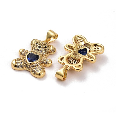 Brass Micro Pave Cubic Zirconia Pendants KK-K258-24D-G-RS-1