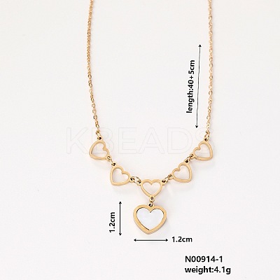 Stylish 304 Stainless Steel & Plastic Heart Pendant Necklaces II9512-1-1
