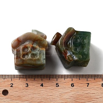 Natural & Synthetic Gemstone Carved House Figurines DJEW-P015-01-1