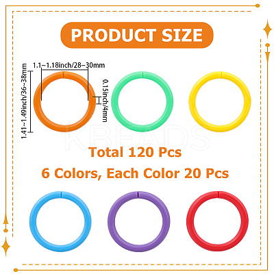 120Pcs 6 colors Plastic Loose Leaf Book Binder Rings KY-CP0001-25B-1