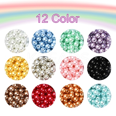 780Pcs 12 Colors Baking Paint Glass Pearl Beads HY-YW0001-03B-1