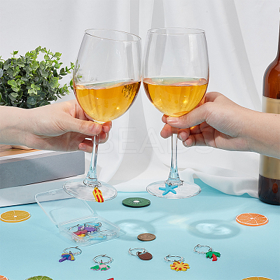 Ocean Theme PVC Wine Glass Charms AJEW-FG0003-98-1