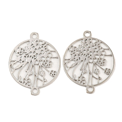 Rack Plating Brass Hollow Out Flower Connector Charms KKC-D001-21P-1