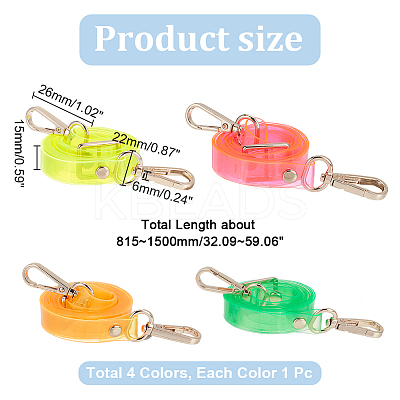 4Pcs 4 Colors Adjustable Transparent PVC Bag Straps FIND-WR0010-02-1
