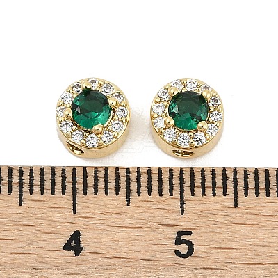 Rack Plating Brass Micro Pave Cubic Zirconia Flat Round Beads LS-KK-C007-13G-05-1