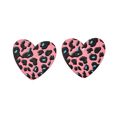 Heart Acrylic Printed Stud Earrings for Women EJEW-G418-01C-1