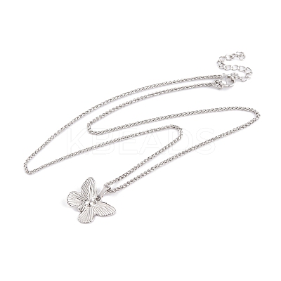 Butterfly Rack Plating Brass Pendant Necklaces NJEW-S423-01P-1