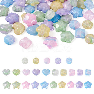 50Pcs 25 Styles Opaque Resin Cabochons CRES-BT0001-04-1