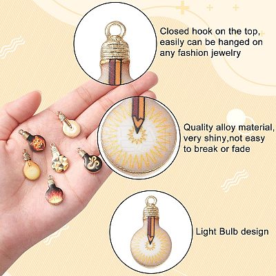 30Pcs 6 Styles Printed Alloy Enamel Pendants ENAM-CJ0005-11-1