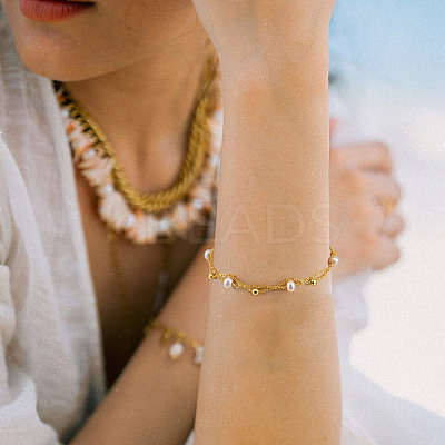 925 Sterling Silver Satellite Chains Double Layer Multi-strand Bracelet BJEW-Z025-02G-1