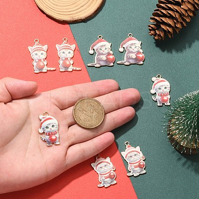8Pcs 4 Styles Christmas Alloy Enamel Pendants FIND-YW0005-64-1