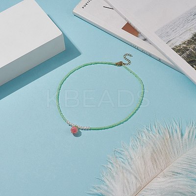 Resin Flower Bud Pendant Necklaces NJEW-JN04153-1