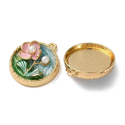 Light Gold Tone Alloy Enamel Pendants ENAM-B028-32KCG-02-1