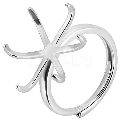 1Pc Adjustable Rhodium Plated 925 Sterling Silver Ring Findings STER-BBC0006-89-1