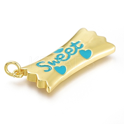 Real 18K Gold Plated Brass Enamel Pendants KK-A150-06G-RS-1