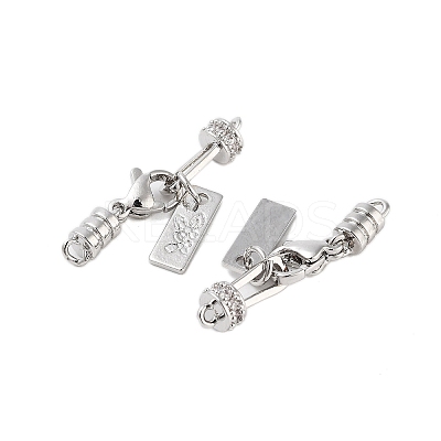 Brass Micro Pave Clear Cubic Zirconia Lobster Claw Clasps KK-Z059-14P-1