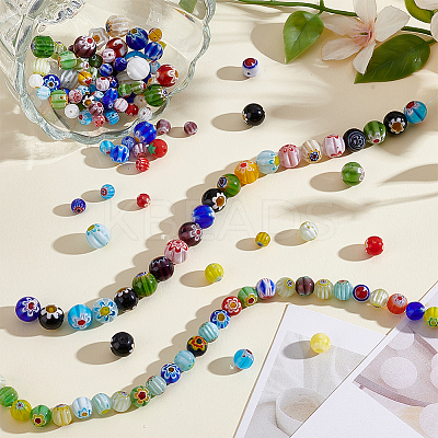 3 Styles Handmade Millefiori Glass Round Beads Strands LAMP-HY0001-16-1