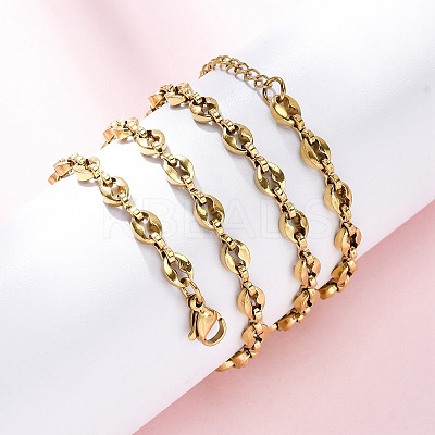 304 Stainless Steel Coffee Bean Chain Necklaces NJEW-C073-11G-1