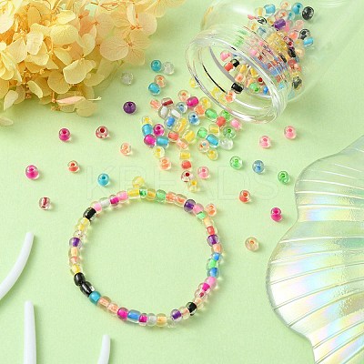 195G 15 Colors 6/0 Transparent Glass Seed Beads SEED-YW0002-45-1