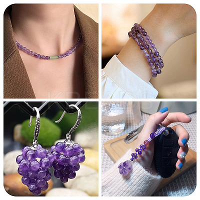 1 Strand Natural Amethyst Round Bead Strands G-TA0002-47-1