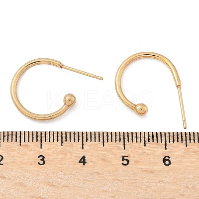 304 Stainless Steel C-shaped Hoop Circle Ball Stud Earrings LS-STAS-K204-04G-1