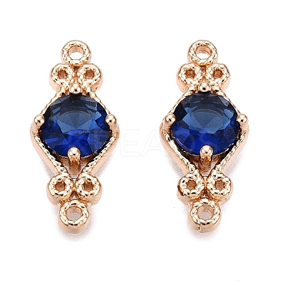 Brass Pave Faceted Glass Connector Charms X-FIND-T070-03C-1