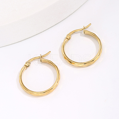 Stylish 201 Stainless Steel Ripple Hoop Earrings RE3592-1