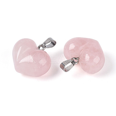 Natural Rose Quartz Chunky Pendants G-T143-19C-1