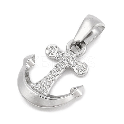 304 Stainless Steel Micro Pave Cubic Zirconia Pendants STAS-D112-03P-04-1