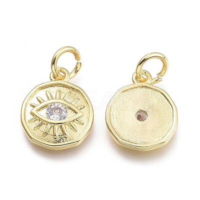 Brass Micro Pave Cubic Zirconia Pendants KK-P187-17A-G-1