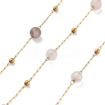 Natural Grey Agate & 304 Stainless Steel Beads Link Chains CHS-K021-08A-11-1