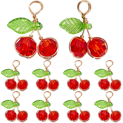 40Pcs Cherry Glass Pendants FIND-BBC0004-45-1